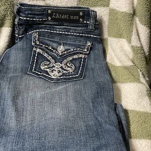 L.A. Idol Blue Boot Cut Jeans with Silver Accents